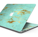 Mint Marble & Digital Gold Foil V2 - Skin Decal Wrap Kit Compatible with the Apple MacBook Pro, Pro with Touch Bar or Air (11", 12", 13", 15" & 16" - All Versions Available)
