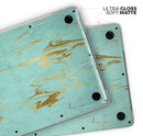 Mint Marble & Digital Gold Foil V2 - Skin Decal Wrap Kit Compatible with the Apple MacBook Pro, Pro with Touch Bar or Air (11", 12", 13", 15" & 16" - All Versions Available)