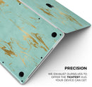 Mint Marble & Digital Gold Foil V2 - Skin Decal Wrap Kit Compatible with the Apple MacBook Pro, Pro with Touch Bar or Air (11", 12", 13", 15" & 16" - All Versions Available)