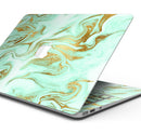 Mint Marble & Digital Gold Foil V4 - Skin Decal Wrap Kit Compatible with the Apple MacBook Pro, Pro with Touch Bar or Air (11", 12", 13", 15" & 16" - All Versions Available)