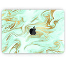 Mint Marble & Digital Gold Foil V4 - Skin Decal Wrap Kit Compatible with the Apple MacBook Pro, Pro with Touch Bar or Air (11", 12", 13", 15" & 16" - All Versions Available)