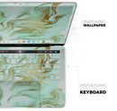 Mint Marble & Digital Gold Foil V4 - Skin Decal Wrap Kit Compatible with the Apple MacBook Pro, Pro with Touch Bar or Air (11", 12", 13", 15" & 16" - All Versions Available)