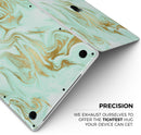 Mint Marble & Digital Gold Foil V4 - Skin Decal Wrap Kit Compatible with the Apple MacBook Pro, Pro with Touch Bar or Air (11", 12", 13", 15" & 16" - All Versions Available)