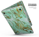 Mint Marble & Digital Gold Foil V4 - Skin Decal Wrap Kit Compatible with the Apple MacBook Pro, Pro with Touch Bar or Air (11", 12", 13", 15" & 16" - All Versions Available)