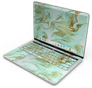 Mint Marble & Digital Gold Foil V4 - Skin Decal Wrap Kit Compatible with the Apple MacBook Pro, Pro with Touch Bar or Air (11", 12", 13", 15" & 16" - All Versions Available)