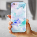 Mint 9 Absorbed Watercolor Texture iPhone 6/6s or 6/6s Plus 2-Piece Hybrid INK-Fuzed Case