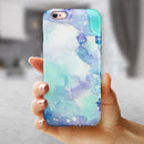 Mint Absorbed Watercolor Texture iPhone 6/6s or 6/6s Plus 2-Piece Hybrid INK-Fuzed Case