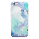 Mint Absorbed Watercolor Texture iPhone 6/6s or 6/6s Plus 2-Piece Hybrid INK-Fuzed Case