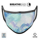Mint Absorbed Watercolor Texture - Made in USA Mouth Cover Unisex Anti-Dust Cotton Blend Reusable & Washable Face Mask with Adjustable Sizing for Adult or Child