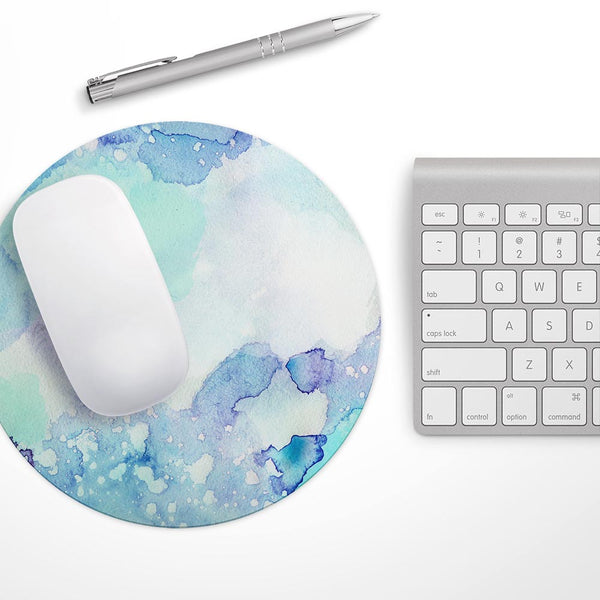 Mint Absorbed Watercolor Texture// WaterProof Rubber Foam Backed Anti-Slip Mouse Pad for Home Work Office or Gaming Computer Desk