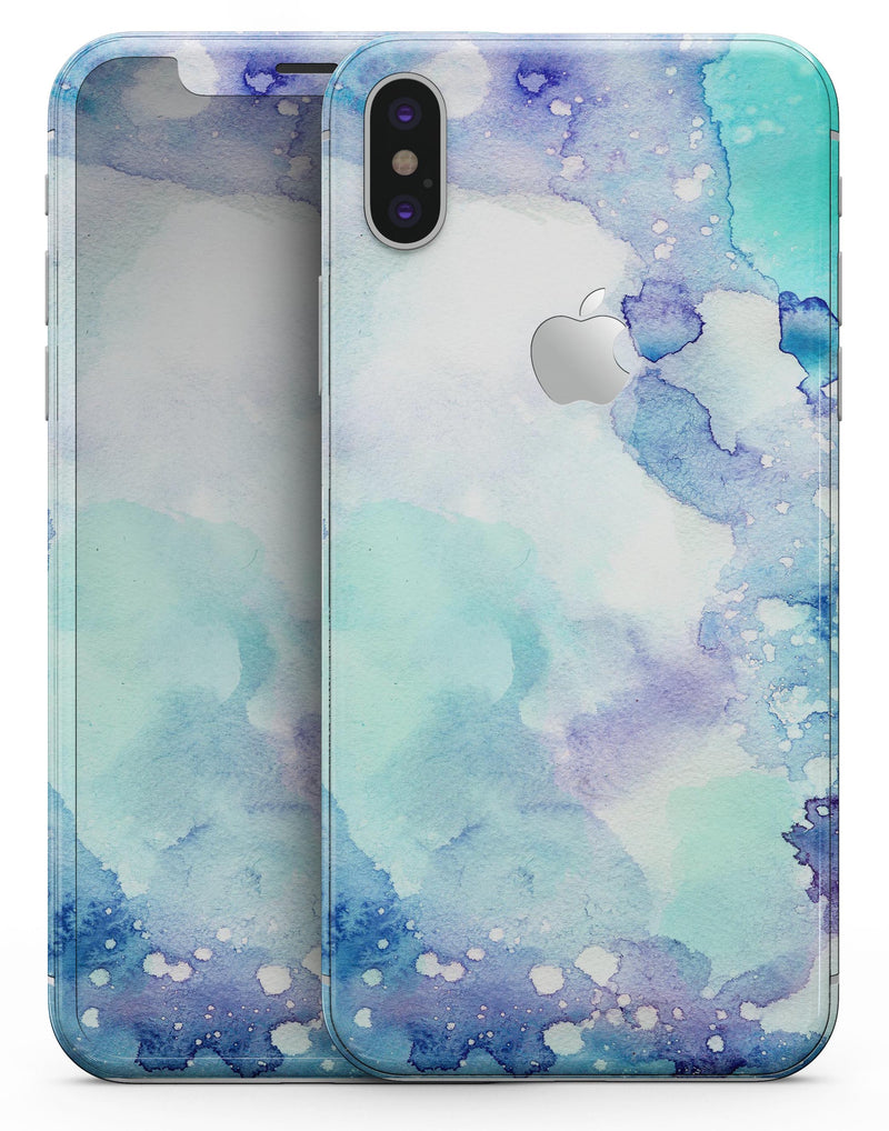 Mint Absorbed Watercolor Texture - iPhone X Skin-Kit