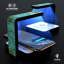 Mint Distressed Wood V555 UV Germicidal Sanitizing Sterilizing Wireless Smart Phone Screen Cleaner + Charging Station