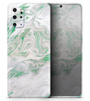 Mint Marble & Digital Gold Foil V10 - Premium Vinyl Skin Decal for Samsung Galaxy S25 Ultra, S24, S23, S22 & All Galaxy S Models