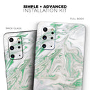 Mint Marble & Digital Gold Foil V10 - Premium Vinyl Skin Decal for Samsung Galaxy S25 Ultra, S24, S23, S22 & All Galaxy S Models