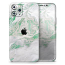 Mint Marble & Digital Gold Foil V10 - Vinyl Skin Wrap for iPhone 17 Pro Max, 17 Pro, 17 Air, 17, 16 & All Models — Soft Matte or Ultra Gloss