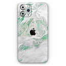 Mint Marble & Digital Gold Foil V10 - Vinyl Skin Wrap for iPhone 17 Pro Max, 17 Pro, 17 Air, 17, 16 & All Models — Soft Matte or Ultra Gloss
