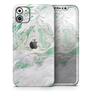Mint Marble & Digital Gold Foil V10 - Vinyl Skin Wrap for iPhone 17 Pro Max, 17 Pro, 17 Air, 17, 16 & All Models — Soft Matte or Ultra Gloss