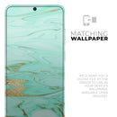 Mint Marble & Digital Gold Foil V11 - Premium Vinyl Skin Decal for Samsung Galaxy S25 Ultra, S24, S23, S22 & All Galaxy S Models