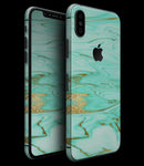 Mint Marble & Digital Gold Foil V11 - iPhone XS MAX, XS/X, 8/8+, 7/7+, 5/5S/SE Skin-Kit (All iPhones Available)