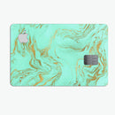 Mint Marble & Digital Gold Foil V12 - Premium Protective Decal Skin-Kit for the Apple Credit Card