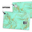 Mint Marble & Digital Gold Foil V12 - Premium Protective Decal Skin-Kit for the Apple Credit Card