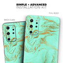 Mint Marble & Digital Gold Foil V12 - Premium Vinyl Skin Decal for Samsung Galaxy S25 Ultra, S24, S23, S22 & All Galaxy S Models