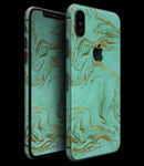 Mint Marble & Digital Gold Foil V12 - iPhone XS MAX, XS/X, 8/8+, 7/7+, 5/5S/SE Skin-Kit (All iPhones Available)