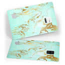 Mint Marble & Digital Gold Foil V1 - Premium Protective Decal Skin-Kit for the Apple Credit Card