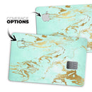 Mint Marble & Digital Gold Foil V1 - Premium Protective Decal Skin-Kit for the Apple Credit Card