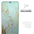 Mint Marble & Digital Gold Foil V1 - Skin-Kit for the Samsung Galaxy S-Series S20, S20 Plus, S20 Ultra , S10 & others (All Galaxy Devices Available)