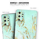 Mint Marble & Digital Gold Foil V1 - Skin-Kit for the Samsung Galaxy S-Series S20, S20 Plus, S20 Ultra , S10 & others (All Galaxy Devices Available)