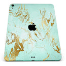 Mint Marble & Digital Gold Foil V1 - Full Body Skin Decal for the Apple iPad Pro 12.9", 11", 10.5", 9.7", Air or Mini (All Models Available)