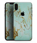 Mint Marble & Digital Gold Foil V1 - iPhone XS MAX, XS/X, 8/8+, 7/7+, 5/5S/SE Skin-Kit (All iPhones Available)