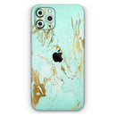 Mint Marble & Digital Gold Foil V1 - Vinyl Skin Wrap for iPhone 17 Pro Max, 17 Pro, 17 Air, 17, 16 & All Models — Soft Matte or Ultra Gloss