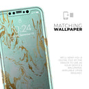 Mint Marble & Digital Gold Foil V1 - Vinyl Skin Wrap for iPhone 17 Pro Max, 17 Pro, 17 Air, 17, 16 & All Models — Soft Matte or Ultra Gloss