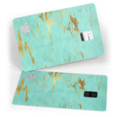 Mint Marble & Digital Gold Foil V2 - Premium Protective Decal Skin-Kit for the Apple Credit Card