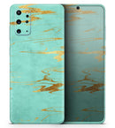 Mint Marble & Digital Gold Foil V2 - Premium Vinyl Skin Decal for Samsung Galaxy S25 Ultra, S24, S23, S22 & All Galaxy S Models