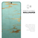 Mint Marble & Digital Gold Foil V2 - Premium Vinyl Skin Decal for Samsung Galaxy S25 Ultra, S24, S23, S22 & All Galaxy S Models