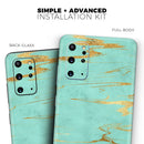 Mint Marble & Digital Gold Foil V2 - Premium Vinyl Skin Decal for Samsung Galaxy S25 Ultra, S24, S23, S22 & All Galaxy S Models