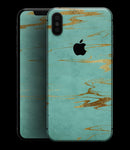 Mint Marble & Digital Gold Foil V2 - iPhone XS MAX, XS/X, 8/8+, 7/7+, 5/5S/SE Skin-Kit (All iPhones Available)
