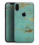 Mint Marble & Digital Gold Foil V2 - iPhone XS MAX, XS/X, 8/8+, 7/7+, 5/5S/SE Skin-Kit (All iPhones Available)