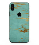 Mint Marble & Digital Gold Foil V2 - iPhone XS MAX, XS/X, 8/8+, 7/7+, 5/5S/SE Skin-Kit (All iPhones Available)