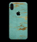 Mint Marble & Digital Gold Foil V2 - iPhone XS MAX, XS/X, 8/8+, 7/7+, 5/5S/SE Skin-Kit (All iPhones Available)