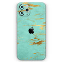 Mint Marble & Digital Gold Foil V2 - Vinyl Skin Wrap for iPhone 17 Pro Max, 17 Pro, 17 Air, 17, 16 & All Models — Soft Matte or Ultra Gloss
