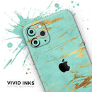 Mint Marble & Digital Gold Foil V2 - Vinyl Skin Wrap for iPhone 17 Pro Max, 17 Pro, 17 Air, 17, 16 & All Models — Soft Matte or Ultra Gloss
