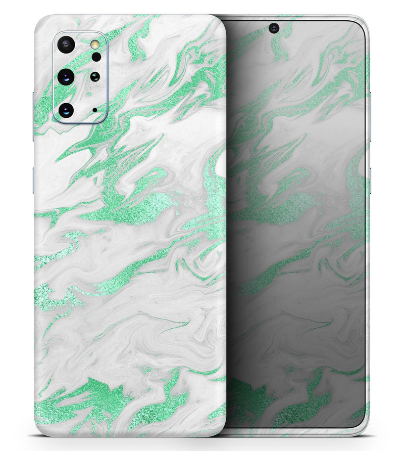 Mint Marble & Digital Gold Foil V3 - Skin-Kit for the Samsung Galaxy S-Series S20, S20 Plus, S20 Ultra , S10 & others (All Galaxy Devices Available)