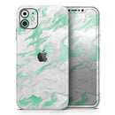 Mint Marble & Digital Gold Foil V3 - Vinyl Skin Wrap for iPhone 17 Pro Max, 17 Pro, 17 Air, 17, 16 & All Models — Soft Matte or Ultra Gloss