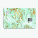 Mint Marble & Digital Gold Foil V4 - Premium Protective Decal Skin-Kit for the Apple Credit Card