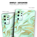Mint Marble & Digital Gold Foil V4 - Premium Vinyl Skin Decal for Samsung Galaxy S25 Ultra, S24, S23, S22 & All Galaxy S Models