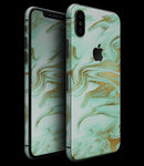 Mint Marble & Digital Gold Foil V4 - iPhone XS MAX, XS/X, 8/8+, 7/7+, 5/5S/SE Skin-Kit (All iPhones Available)
